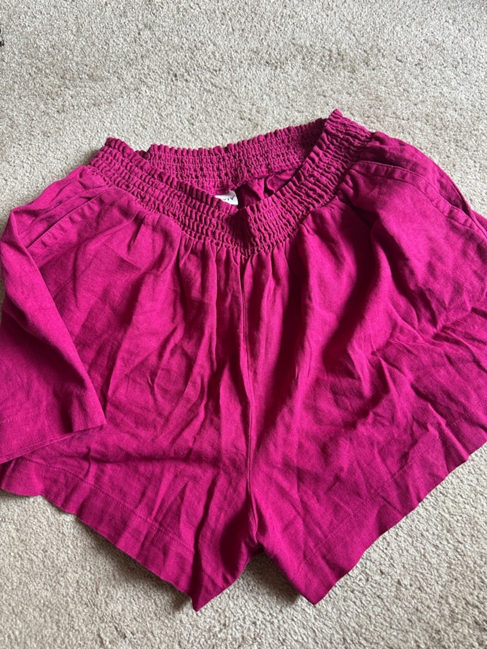 Ava & Viv Fuchsia Smocked Waist Linen Shorts